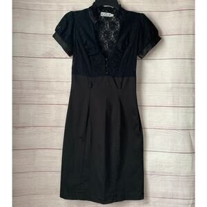 Trixxi Clothing Company Black Dress with Sheer Lace Top Cocktail LBD Size 5